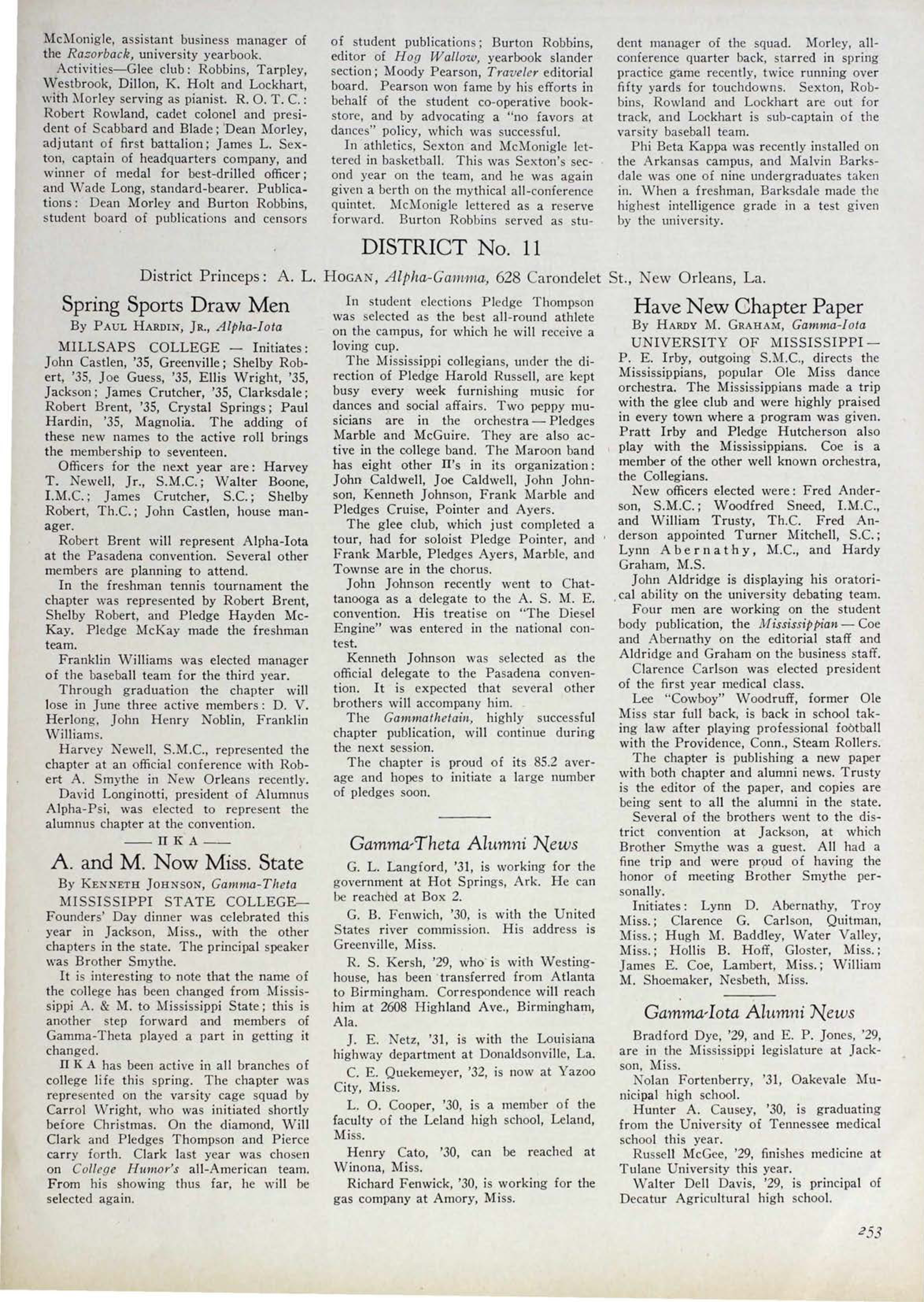 News From The Chapters: District No. 11, June 1932